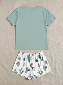 Bộ PJ / Bộ Pajama có họa tiết con lười và chữ cái - Nhiều màu - Xem 2