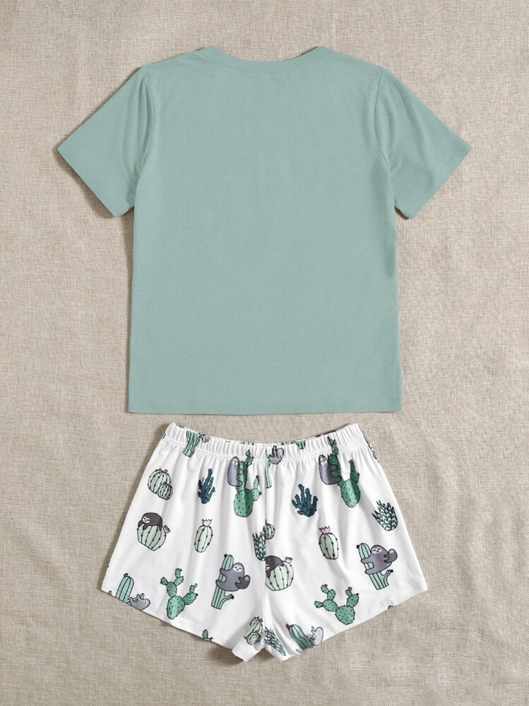 Bộ PJ / Bộ Pajama có họa tiết con lười và chữ cái - Nhiều màu - Xem 2