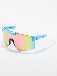 1 件女士彩色户外骑行防风运动眼镜，一体式运动眼镜适合骑行