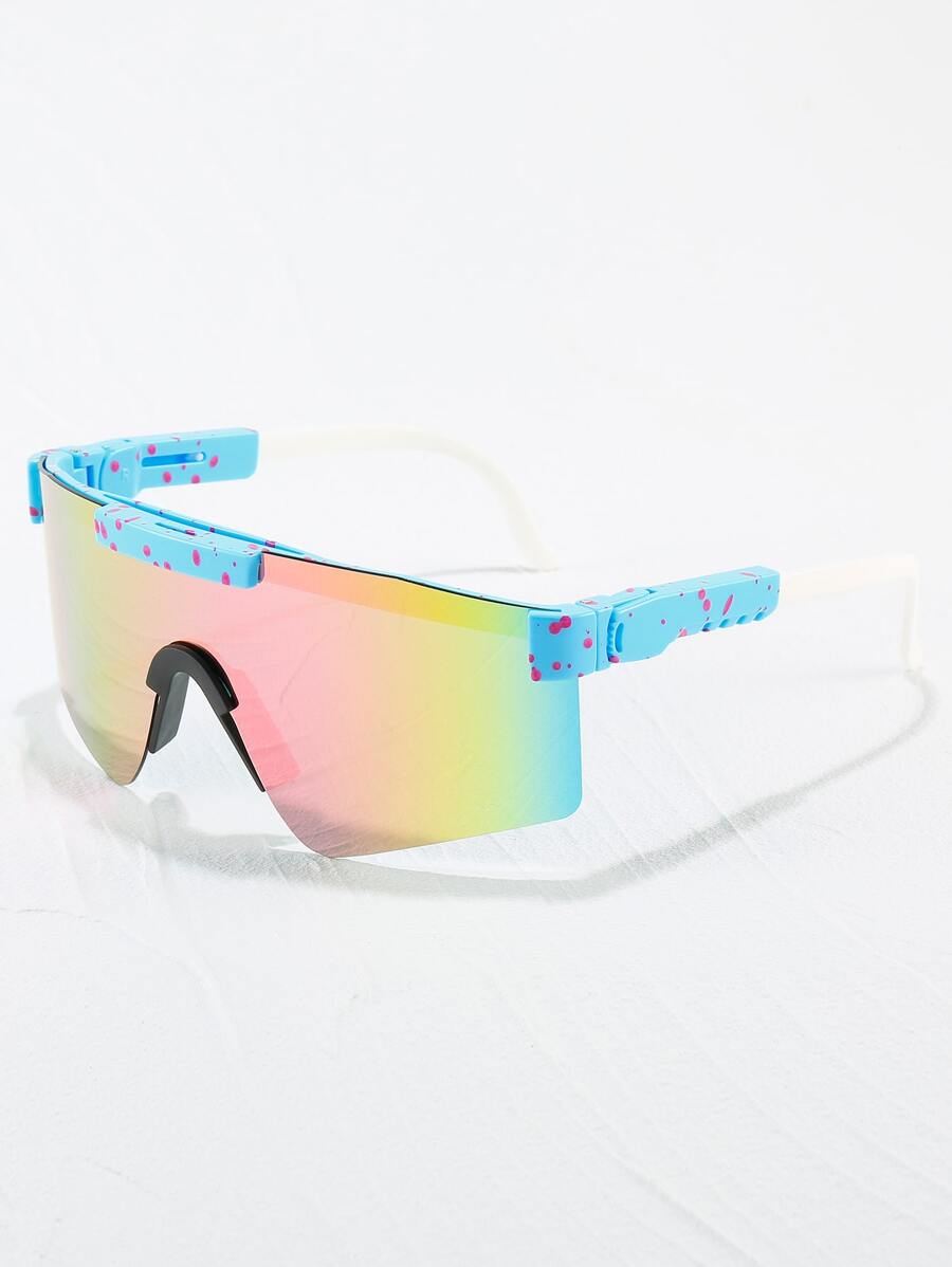 1 件女士彩色户外骑行防风运动眼镜，一体式运动眼镜适合骑行