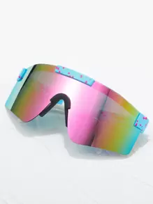 1 件女士彩色户外骑行防风运动眼镜，一体式运动眼镜适合骑行