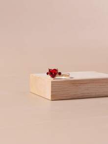 Rhinestone Heart Decor Ring - Multicolor - View 2