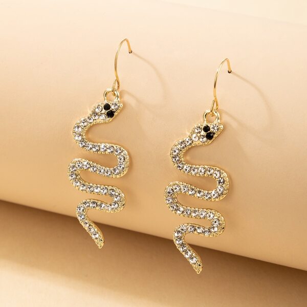 

Rhinestone Snake Decor Drop Earrings, Gold