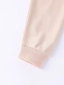 女孩字母圖案短款運動衫 - 杏色 - 查看 4