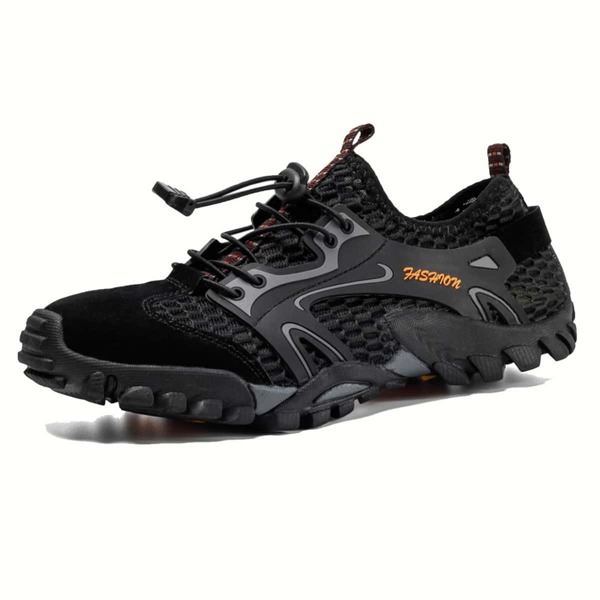

Men Mesh Panel Lace Up Design Sneakers, Black