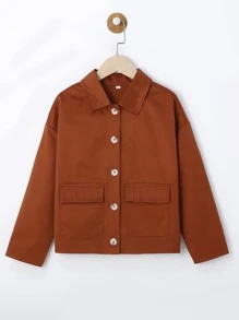 Boys Drop Shoulder Flap Pocket Jacket - Burnt Orange - View 1