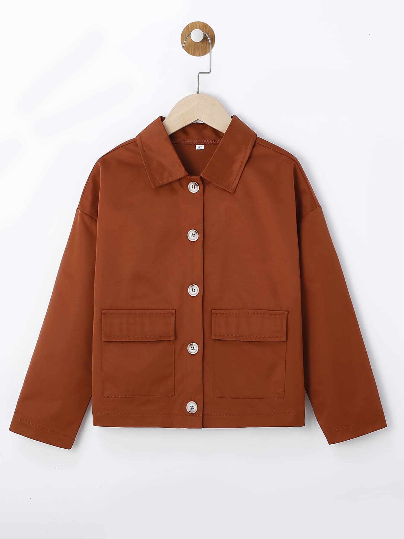 Boys Drop Shoulder Flap Pocket Jacket - Burnt Orange - View 1