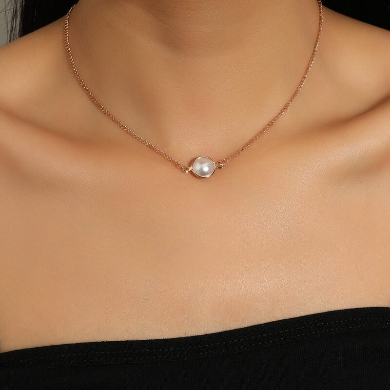 

Faux Pearl Decor Necklace, Gold