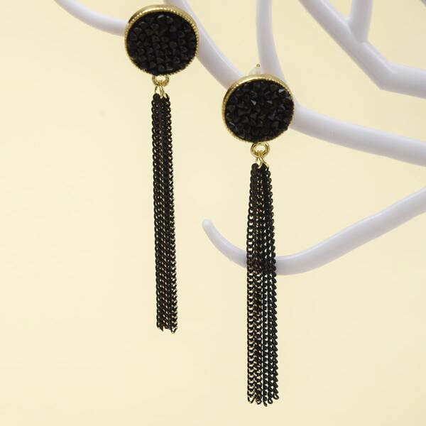 

Chain Tassel Drop Earrings, Black