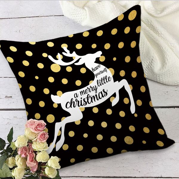 

Christmas Elk Print Cushion Cover Without Filler, Multicolor