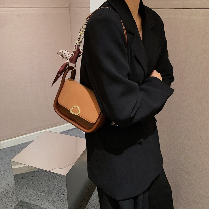 

Scarf Decor Shoulder Bag, Brown