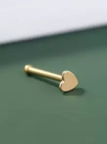 Men Heart Decor Nose Stud - Vàng - Xem 2