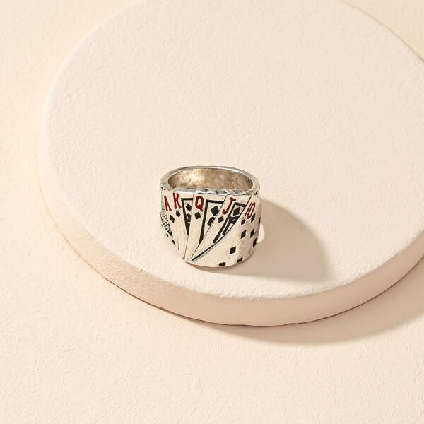

Playing Card Decor Ring, Antique silver