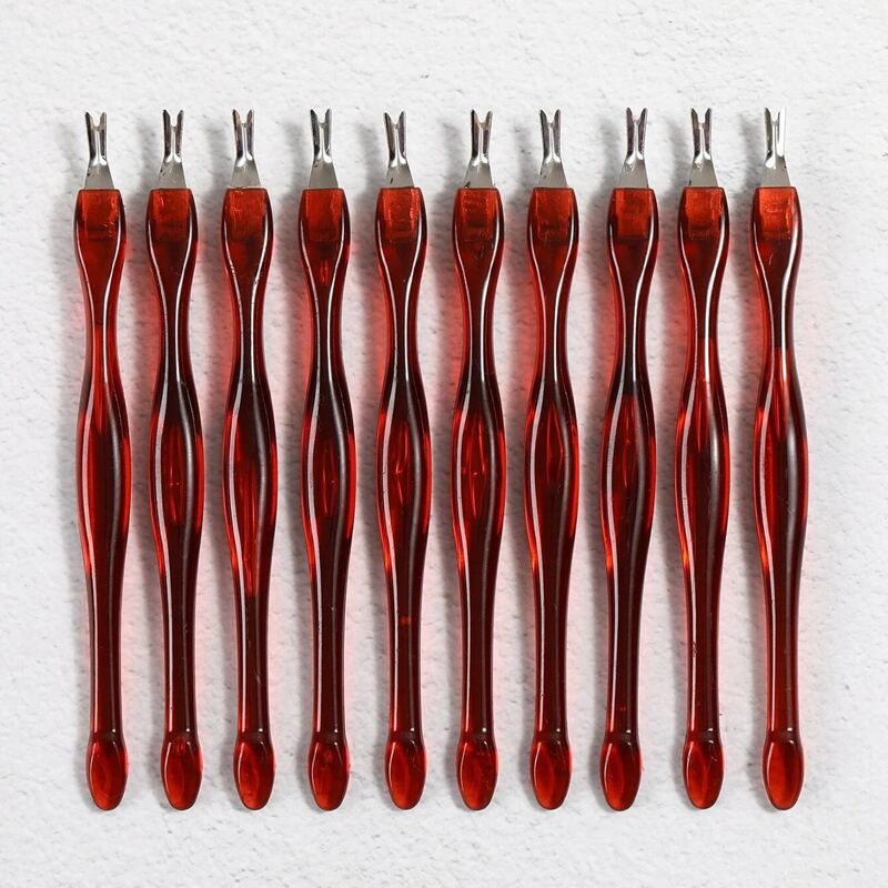 

10pcs Nail Dead Skin Remove Cuticle Fork, Red