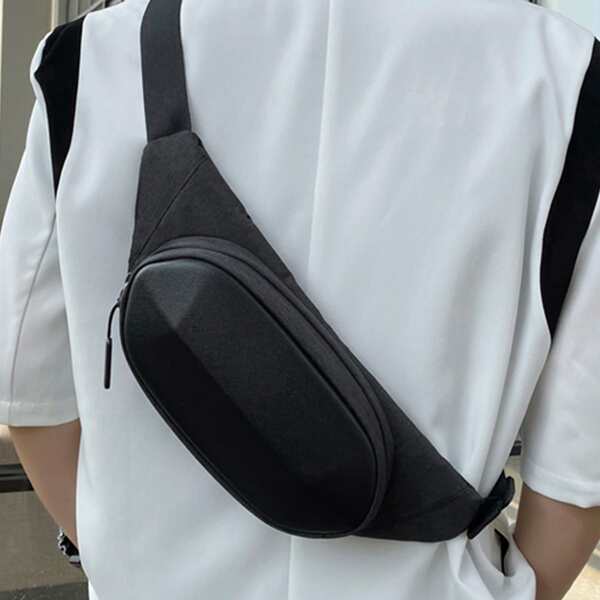 

Men Minimalist Zip Fanny Pack, Black