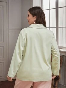 大碼雙排釦西裝外套 - 薄荷綠 - 查看 2