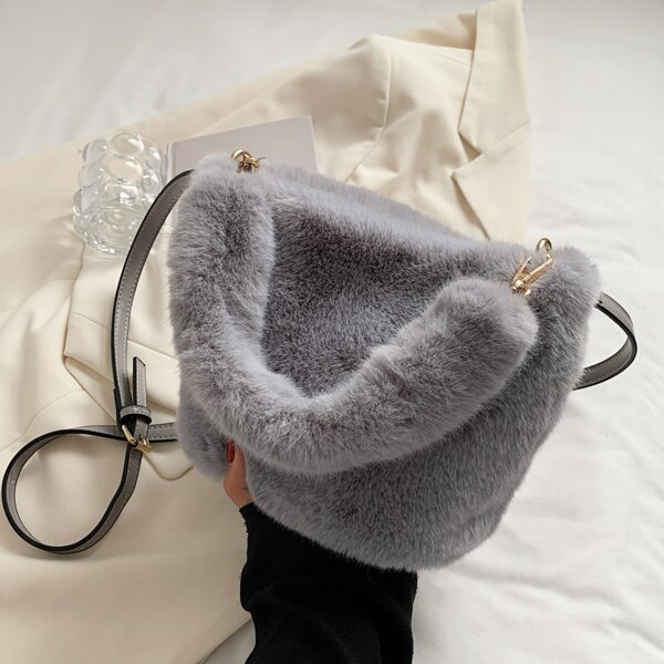 

Minimalist Fuzzy Square Bag, Grey