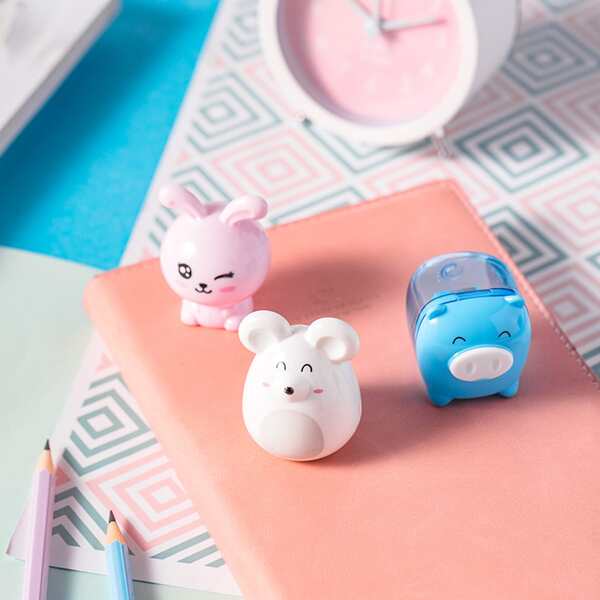 

3pcs Cartoon Design Pencil Sharpener, Multicolor