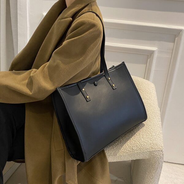 

Studded Decor Shoulder Tote Bag, Black