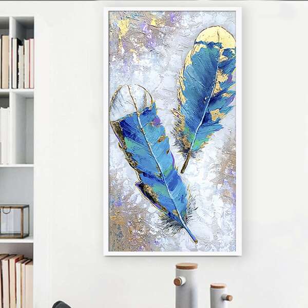 

Feather Print DIY Diamond Unframed Painting, Multicolor