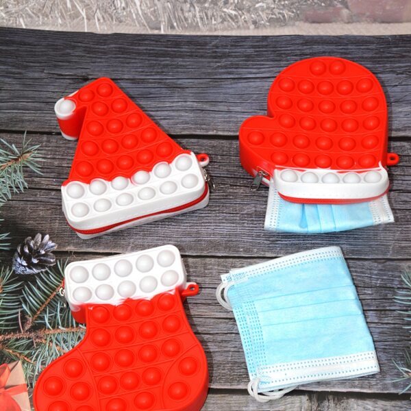 

1pc Christmas Random Face Cover Storage Bag, Red and white