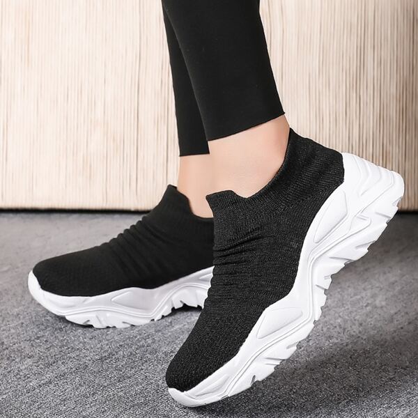 

Knit Slip On Running Shoes, Black
