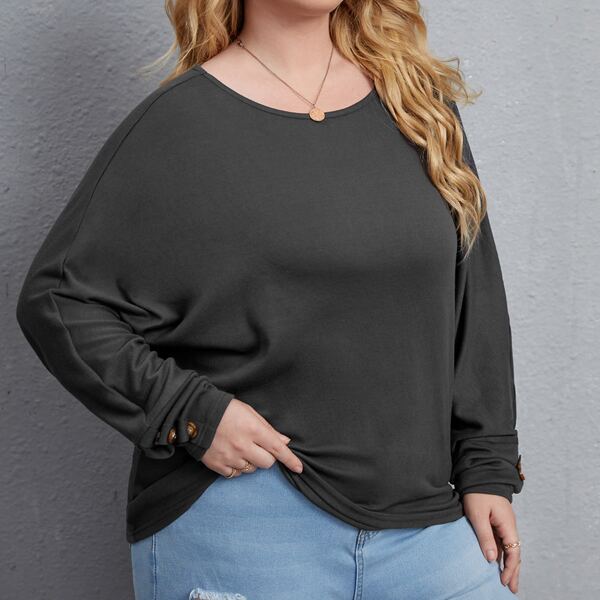 

Plus Batwing Sleeve Tee, Dark grey