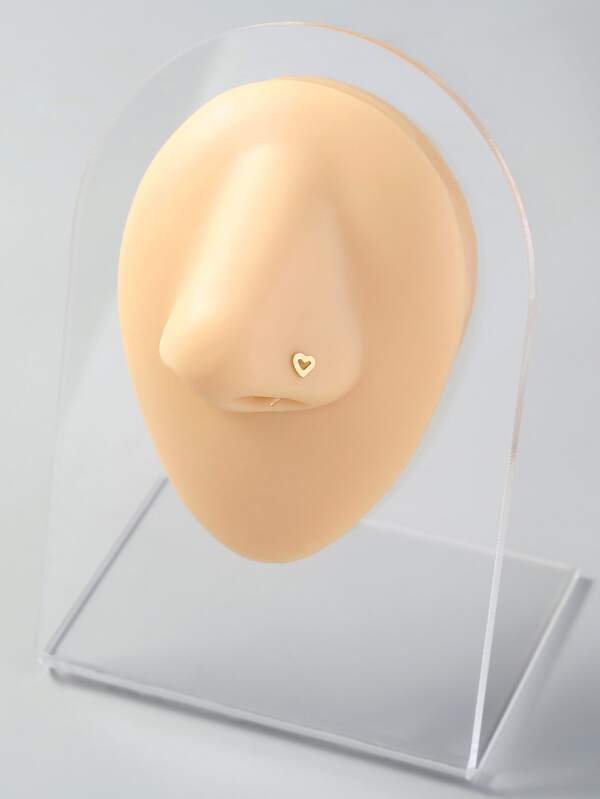 Tkool 1pc Steel Sharp End Heart Shaped Nose Ring Stud Nose Hook Jewelry Valentines