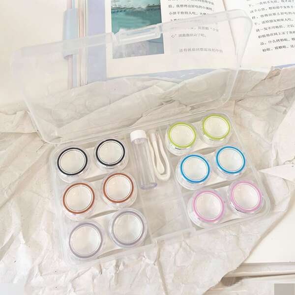 

1set Random Color Contact Lens Storage Box, Multicolor