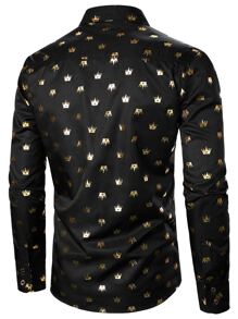 Manfinity AFTRDRK Men Allover Print Fashion Graphic Collar Long Sleeve Shirt For Party - Black - View 2