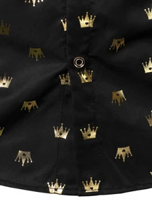 Manfinity AFTRDRK Men Allover Print Fashion Graphic Collar Long Sleeve Shirt For Party - Black - View 4