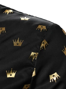 Manfinity AFTRDRK Men Allover Print Fashion Graphic Collar Long Sleeve Shirt For Party - Black - View 5