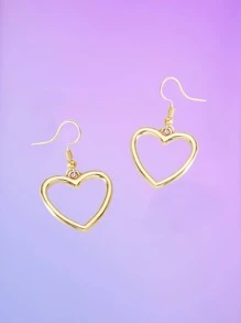 ROMWE Aretes con gota en forma de corazón para San Valentín, mamá, madre, Día de la Madre, regalo - Amarillo Oro - Ver 3