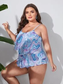 加大码流畅图案分层比基尼夏季海滩 - 彩色 - 查看 3