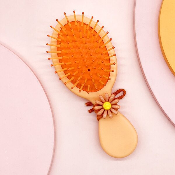 

1pc Colorblock Hair Brush, Orange
