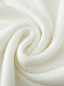 女孩高領撞色滾邊套頭毛衣 - 白色 - 查看 5