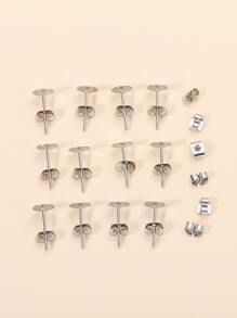 100pcs/lot 6mm Stainless Steel Blank Post Earring Stud Base Pins With Earring Plug Supplies For Jewelry Making DIY Earrings - Silver - View 4