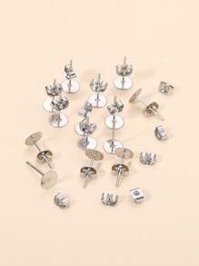 100pcs/lot 6mm Stainless Steel Blank Post Earring Stud Base Pins With Earring Plug Supplies For Jewelry Making DIY Earrings - Silver - View 5