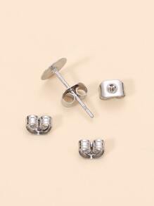 100pcs/lot 6mm Stainless Steel Blank Post Earring Stud Base Pins With Earring Plug Supplies For Jewelry Making DIY Earrings - Silver - View 6