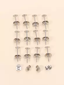 100pcs/lot 4mm Stainless Steel Blank Post Earring Stud Base Pins With 100pcs Earring Plug Supplies For Jewelry Making DIY Earrings - Silver - View 1