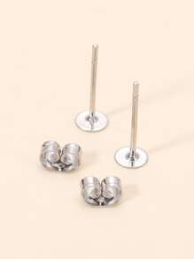 100pcs/lot 4mm Stainless Steel Blank Post Earring Stud Base Pins With 100pcs Earring Plug Supplies For Jewelry Making DIY Earrings - Silver - View 4
