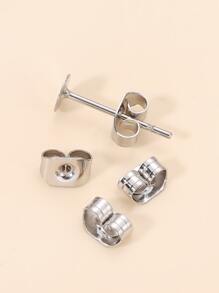 100pcs/lot 4mm Stainless Steel Blank Post Earring Stud Base Pins With 100pcs Earring Plug Supplies For Jewelry Making DIY Earrings - Silver - View 5