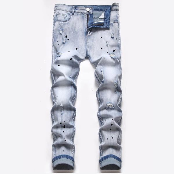 

Guys Graphic Ripped Jeans, Light wash