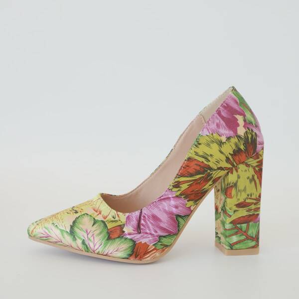 

Allover Graphic Chunky Court Pumps, Multicolor