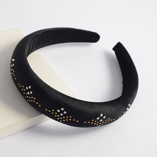 

Rhinestone Decor Wide Headband, Black