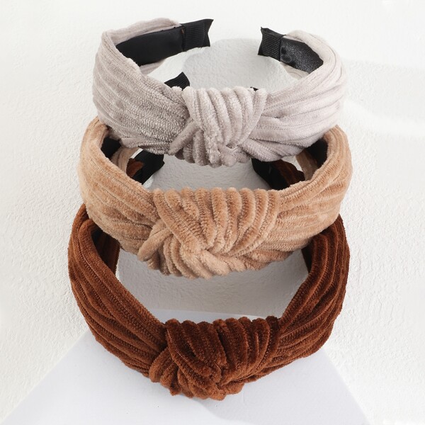 

3pcs Knot Decor Headband, Multicolor
