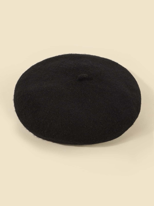 1pc Autumn And Winter Fashionable Beret Hat For Women Matchable With , Solid Color, Unisex, Retro