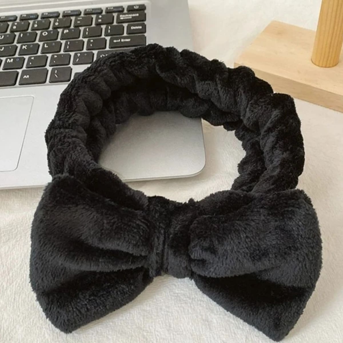 

1pc Bow Detail Bath Headband, Black