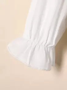 Young Girl Ruffle Trim Top & Flounce Sleeve Blouse - Multicolor - View 3