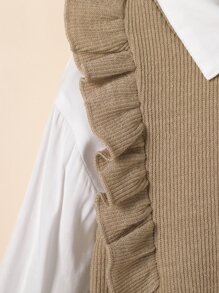 Young Girl Ruffle Trim Top & Flounce Sleeve Blouse - Multicolor - View 7